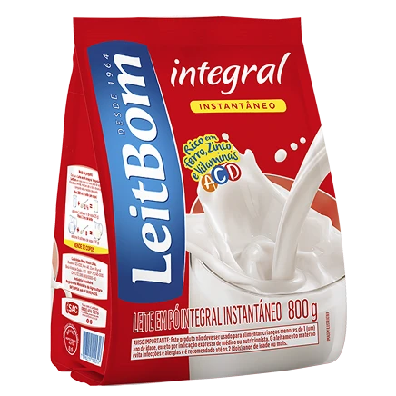 Leite em pó integral instantâneo 800 g